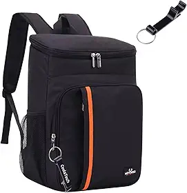 Mochila Bolsa Térmica Cooler Refrigera por até 18H! Impermeável, Ideal para Praia, Camping & Churrascos + Chaveiro Abridor de Garrafa - Preto