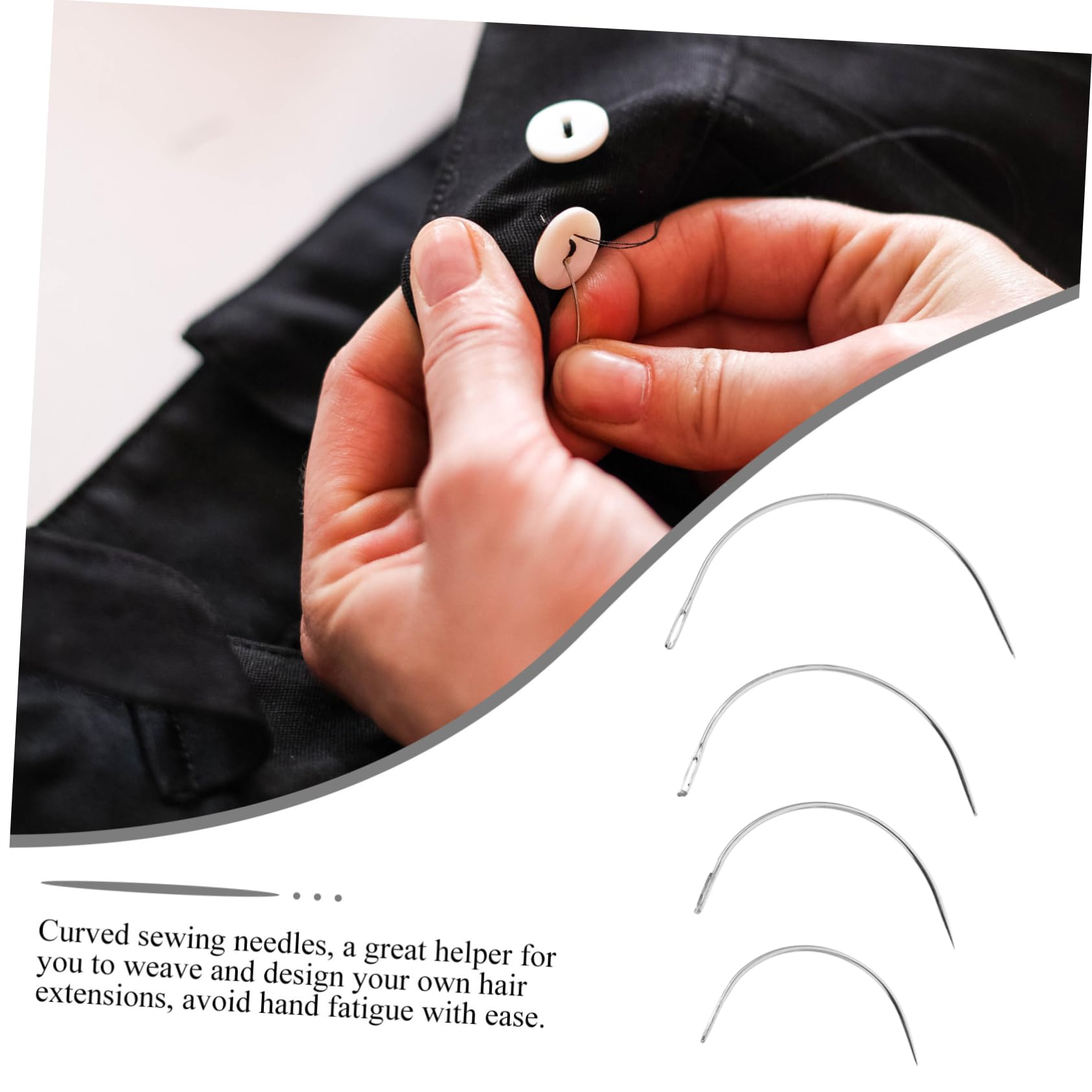 BEBEMOKO 48Pieces Eye Curved Sewing Needles for Craft Projects Wig Making Upholstery Repair and More Durable Design