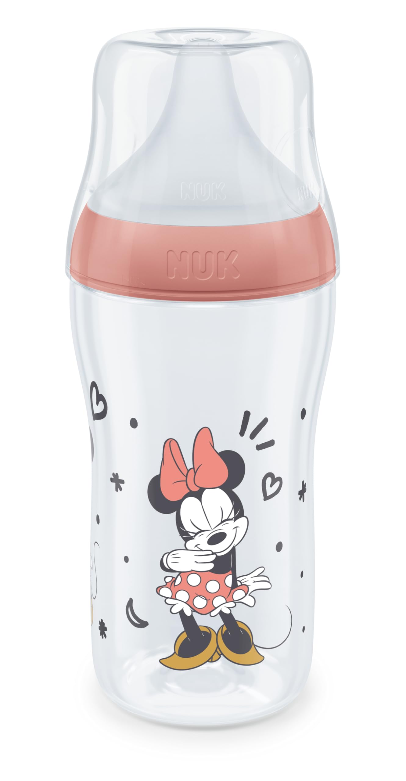 Nuk Biberon Perfect Match | 3+ Mesi | Si Adatta Al Palato Del Bambino | Controllo Della Temperatura | Sfiato Anti-Colica | 260 Ml | Senza Bpa | Tettarella Media In Silicone | Disney Topolino [Rosso] - 4