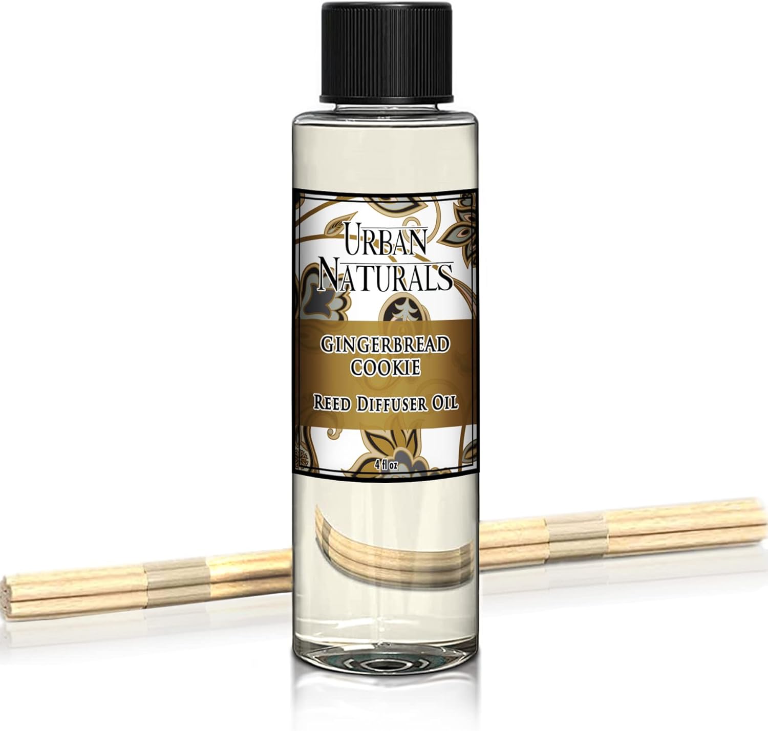 Urban Naturals Gingerbread Cookie Reed Diffuser Refill, 4 oz, Bundle with Gingerbread Cookie Reed Diffuser Set - Made with Essential Oils in The USA