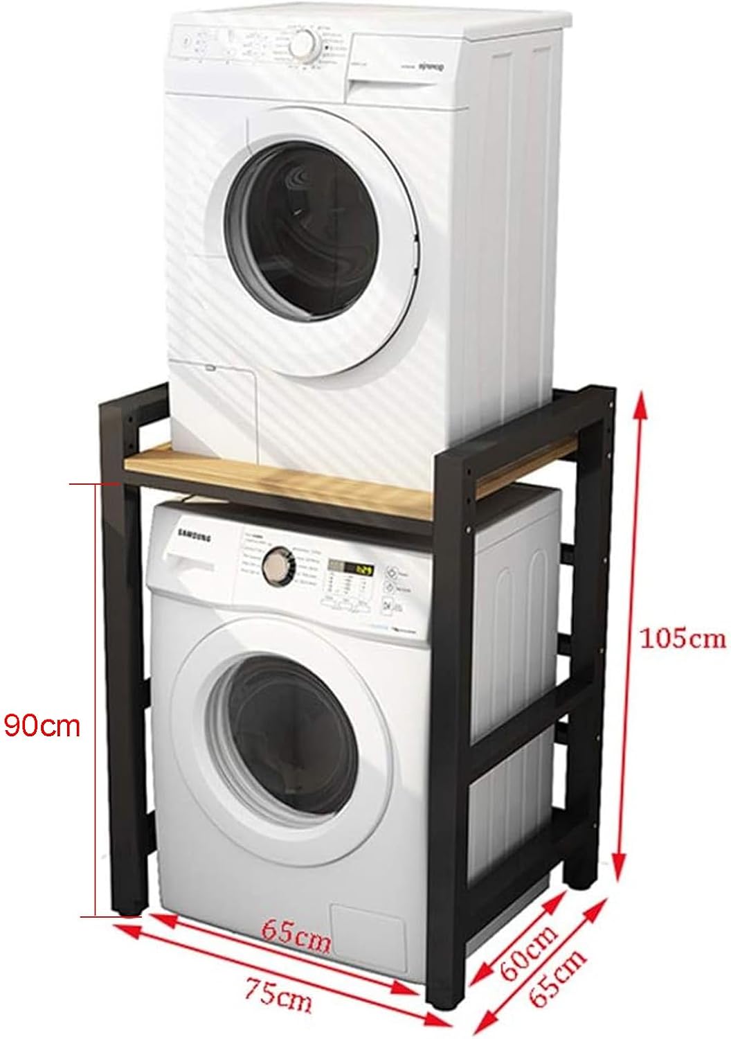 Dryer Stand Height Adjustable Portable Stacking Kit for Washing Machine Tumble Dryer, Storage Rack Over Washing Machine Storage Unit, 300KG Load Capacity,White~3