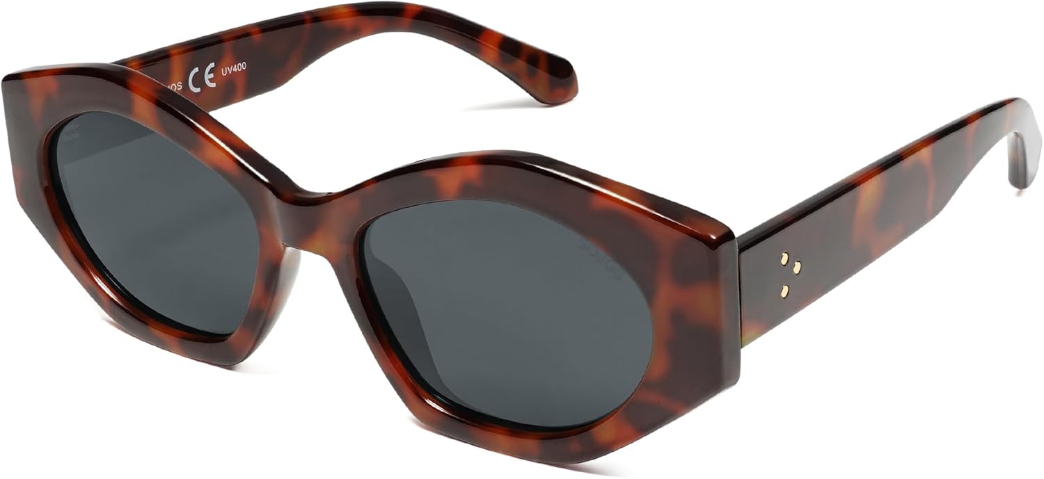 SOJOS Trendy Hexagonal Polarized Sunglasses for Womens Mens,Retro Polygon Shades Plastic Frame Sun Glasses SJ2307 - Image 3