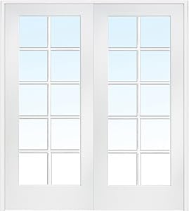 National Door Company Z019952BA Primed MDF 10 Lite Clear Glass, Prehung Interior Double Door, 48