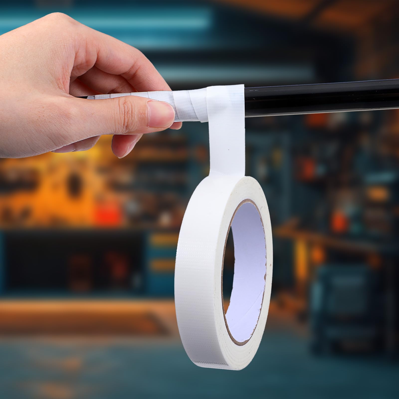 Nastro adesivo telato bianco, 20 mm x 20 m, autoadesivo, in tessuto ad alta resistenza, non riflettente, ideale per palcoscenico, sigillatura di tappeti, studio fotografico e riparazioni fai da te