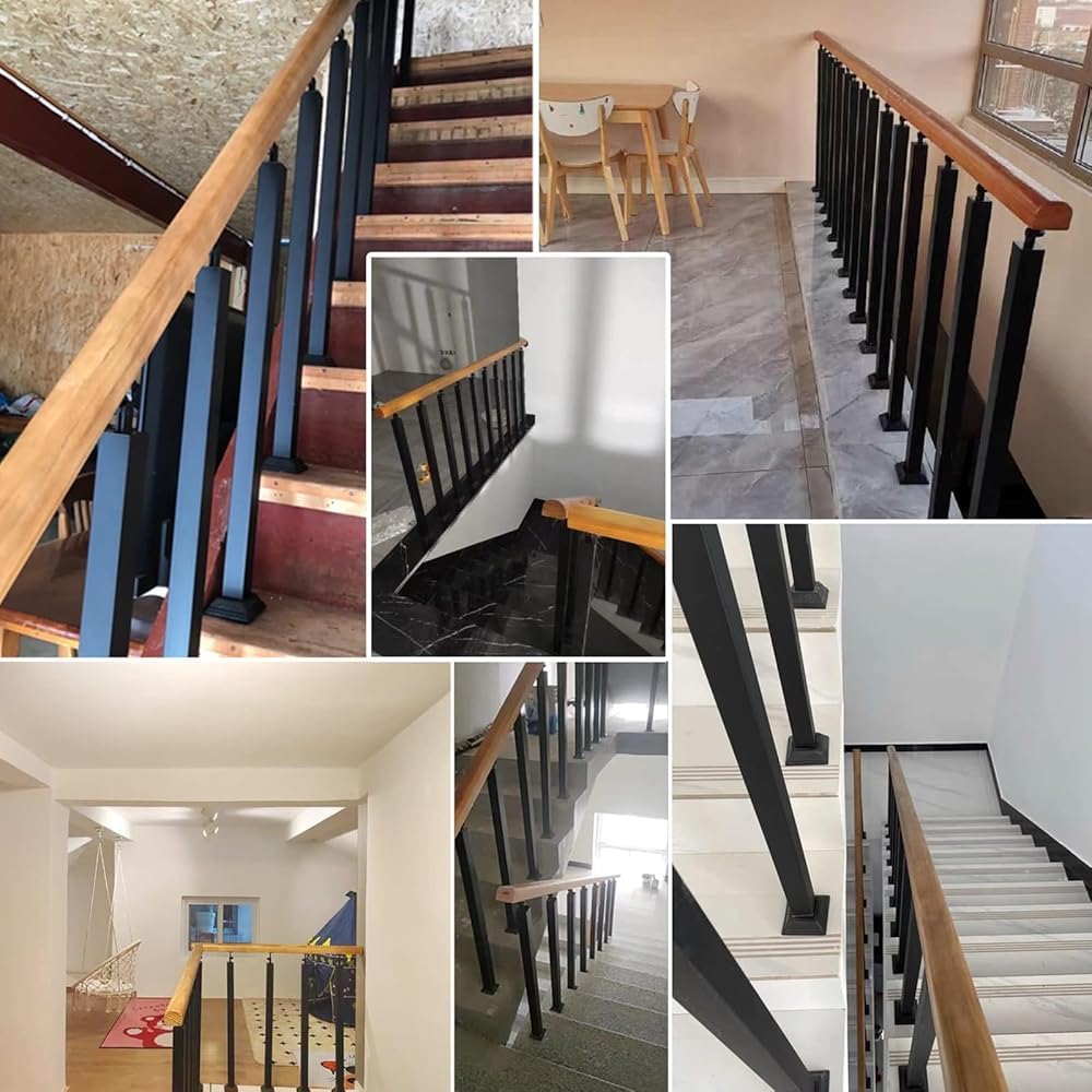 Zestaw czarnych żelaznych balustrad schodowych do schodów wewnętrznych 2-pak 90 cm idealny na balkony, patio, tarasy i dekoracje zewnętrzne