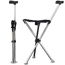 Folding Chair, Folding Cane, Lightweight, Portable, Stick Chair, Standing Chair, Simple Chair, Tripod, Chair, Cane, Compact, Compact, Portable, Outdoor, Golf, Watching Sports, One Pole