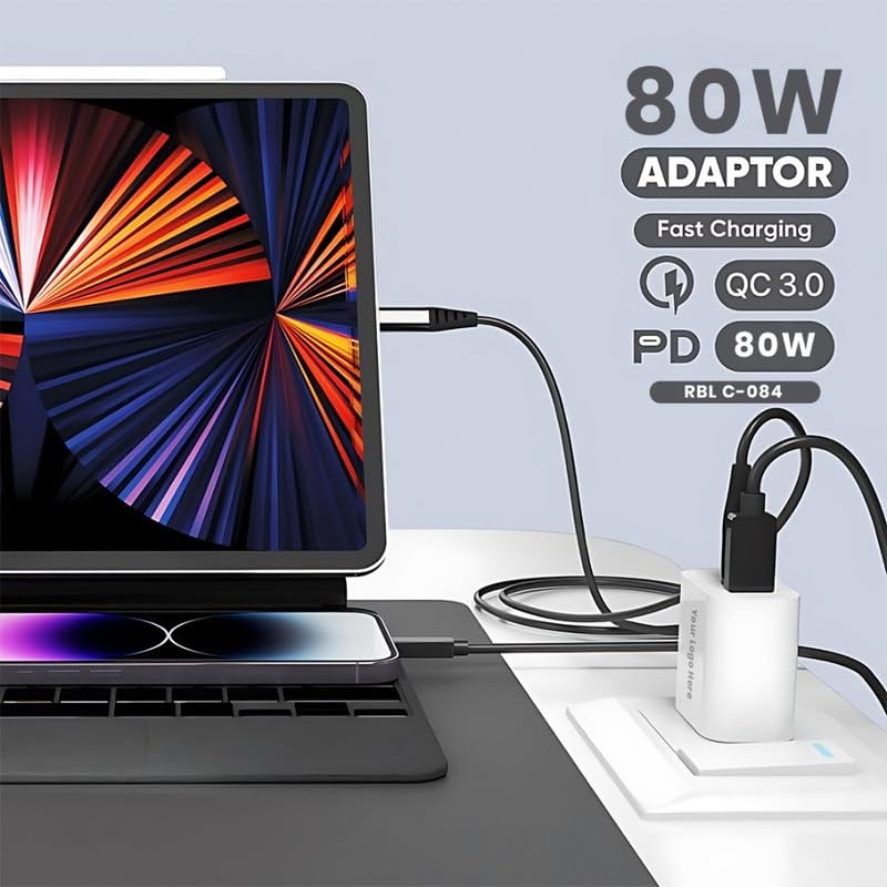 Image of 45W Dual Port GaN Charger, USB & Type C Port with QC & PD Technology Compatible with MacBook & Type-C Laptop Charging, iPhone, iPad, Samsung, Redmi, Mi, Oneplus, Oppo, Vivo - KF