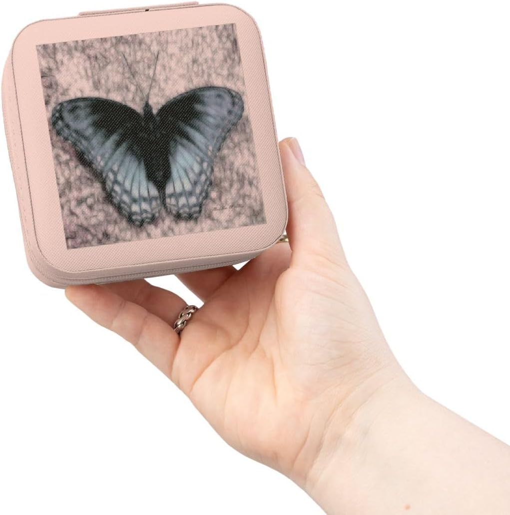 3dRose Butterfly baby blue Jewelry Travel Case Pink