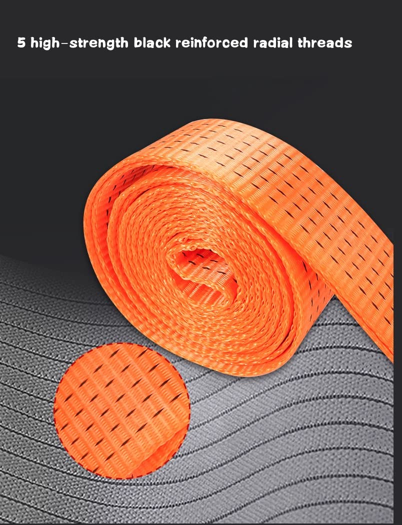 Cinghia di traino resistente 5,1 cm x 6,1 m, testata 9,1 kg di resistenza alla rottura, rinforzata, per corda di traino di emergenza 4 x 4, risparmiatore di alberi, accessori da viaggio per camion da