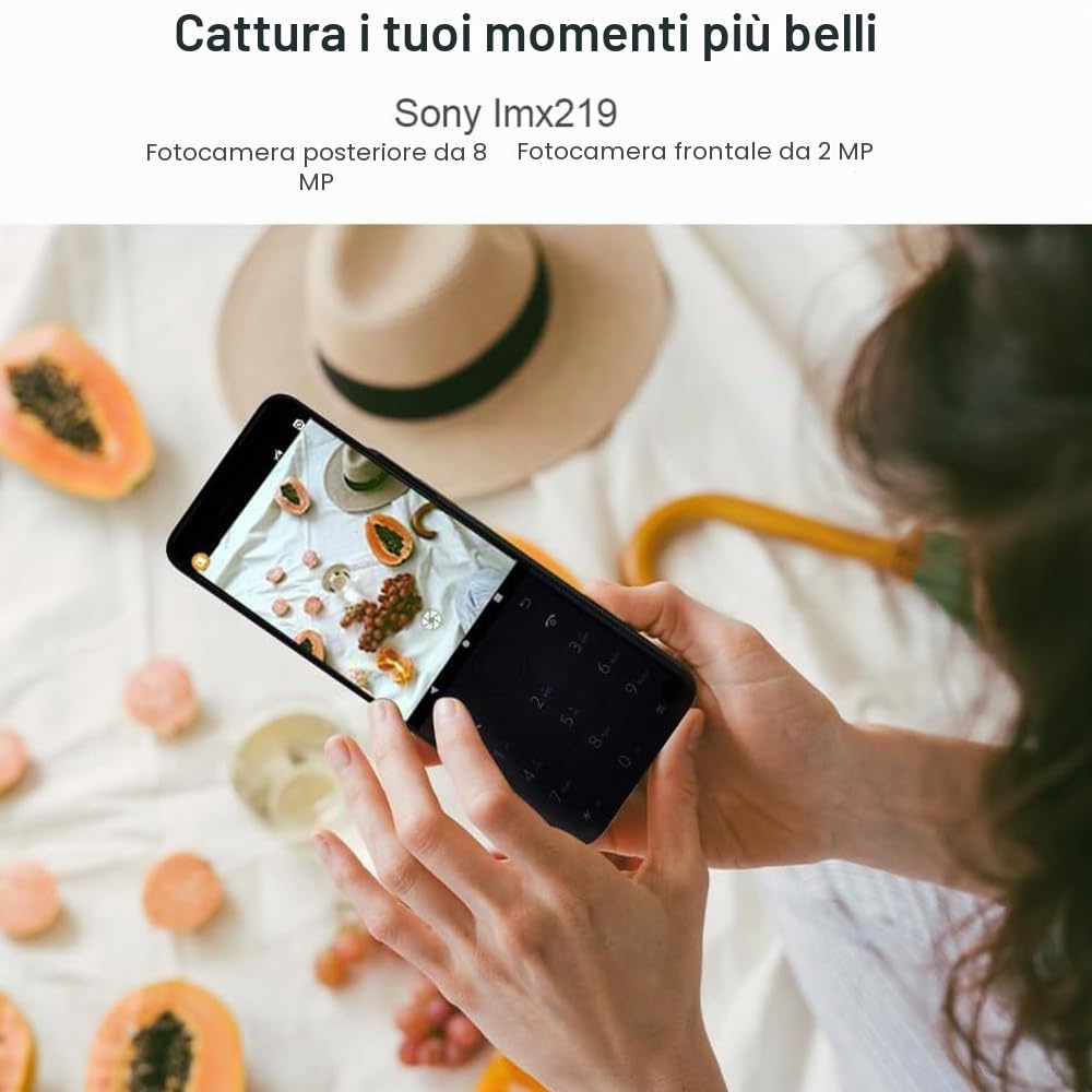 QIN Android 12 Smartphone QinF22Pro 4G Telefono Mobile Sbloccato, 4+64GB/2MP+8MP Fotocamera, Piccolo Telefono Intelligente Nero Basico con Whatsapp per Business, Famiglia