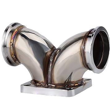Exhaust Pipe Connecter, Y Type Exhaust Pipe Adapter Stainless Steel Professional for Most V6 V8 T4 Turbocharger for Turbocharger Modificatio