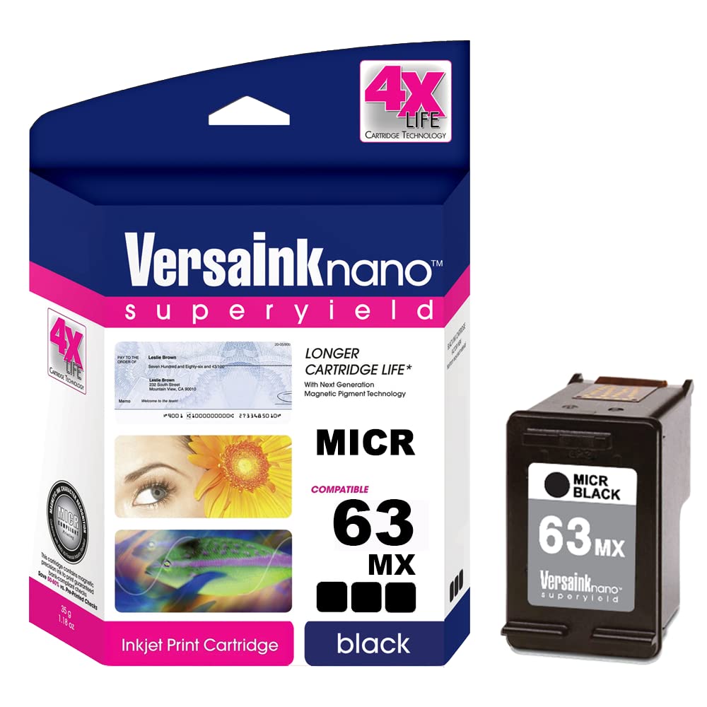 VersaInkNano 63 MX Black MICR Ink Cartridge for Check Printing