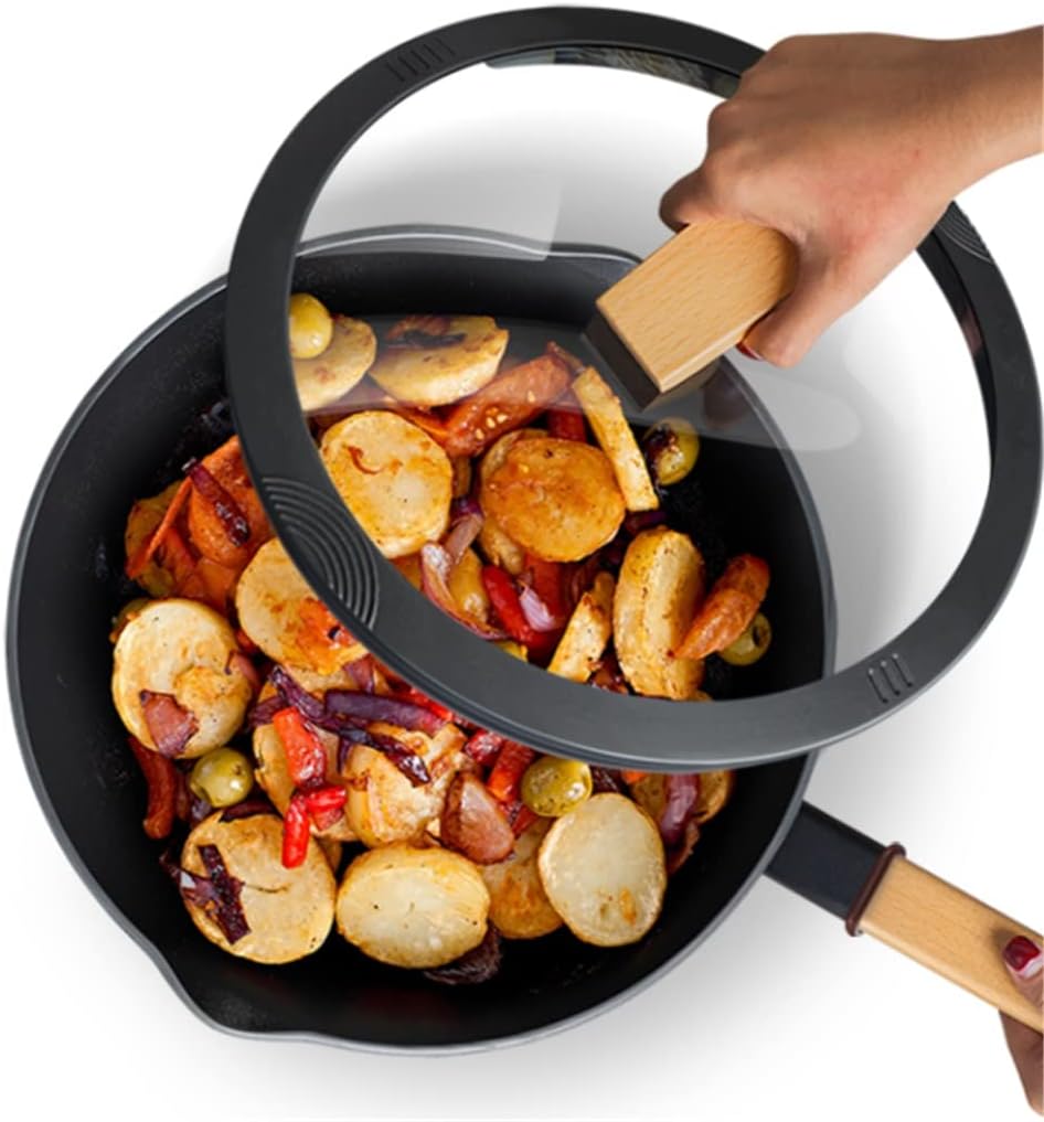 Cookware Set Pan Non Stick Cooking Pot Kitchen Dining Bar Induction Cooker (Color : Black, Size : 2pcs b) (Black 2pcs b)