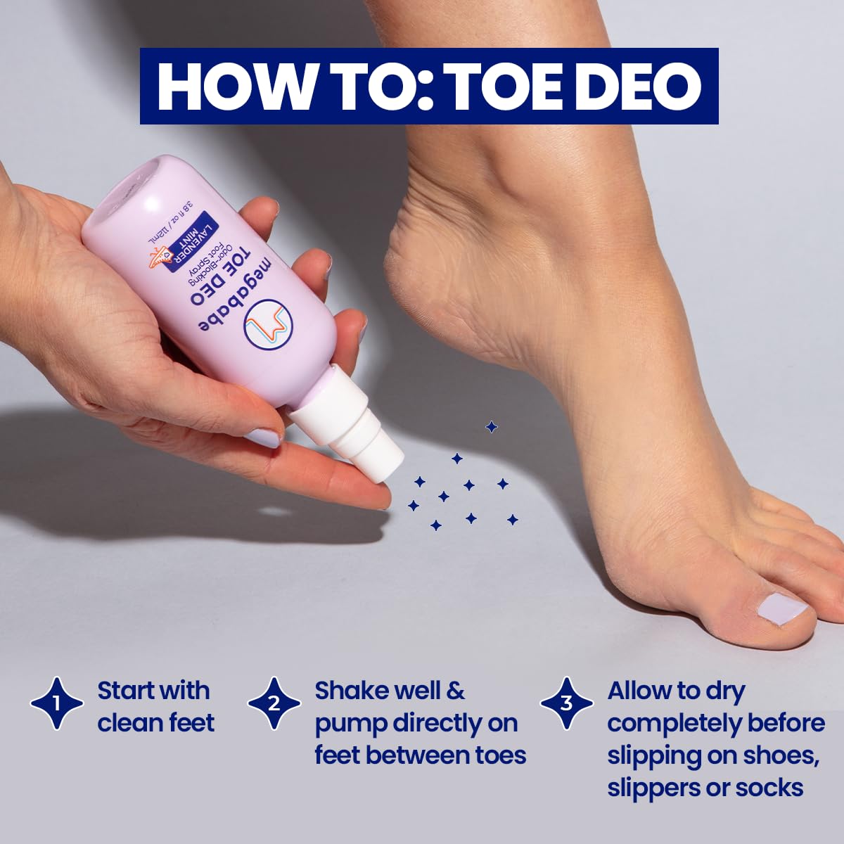 Megababe Toe Deo Odor-Blocking Foot Spray | 3.8 fl oz