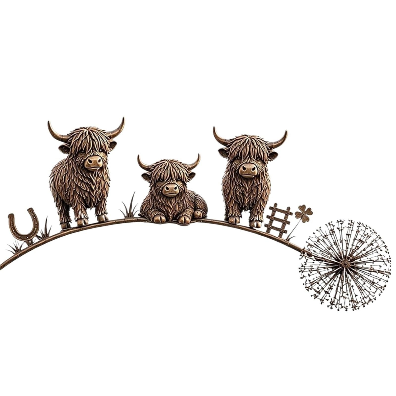 ANQKYO Robin Garden Stake Garden Stake With 3 Birds And Dandelion Design, Outdoor Yard Art For Lawn(Highland Cow)