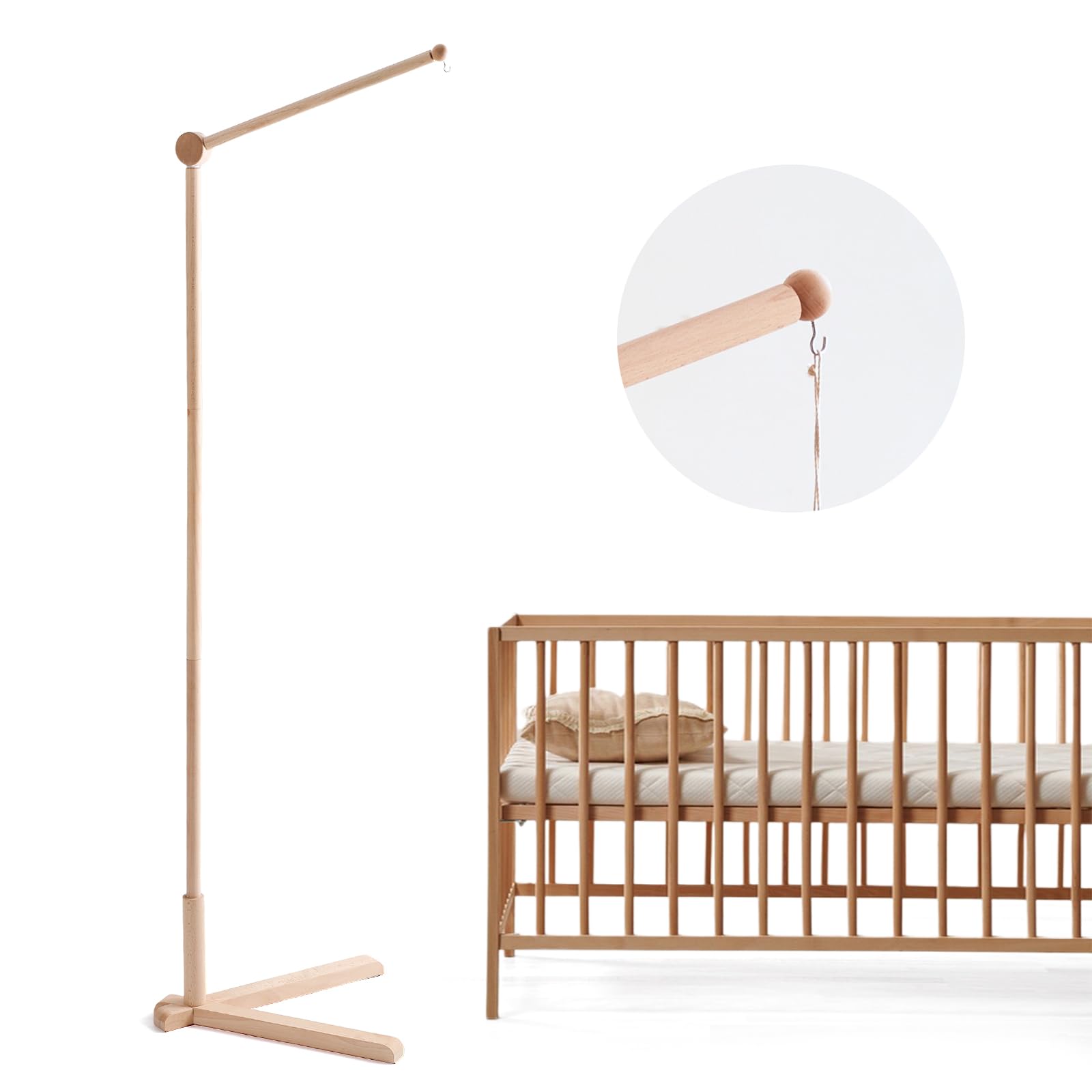 Promise Babe Wooden Baby Mobile Holder Changing Table Baby Music Box Mobile for Bed Playpen DIY Rotatable Fixed Base