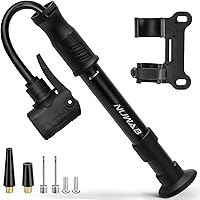 NUWAB Mini Bike Pump 10 Inch Portable 100PSI Hand Pump - Schrader Presta Compatible for Bikes Balls Swimming Rings with Needles Nozzles