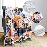 Zomer Kuscheldecke Flauschig Decke 150x200 cm Wohndecke Couchdecke Mikrofaser Sofaüberwurf Tagesdecke weiche warme Sofadecke mit Hunde Motiv