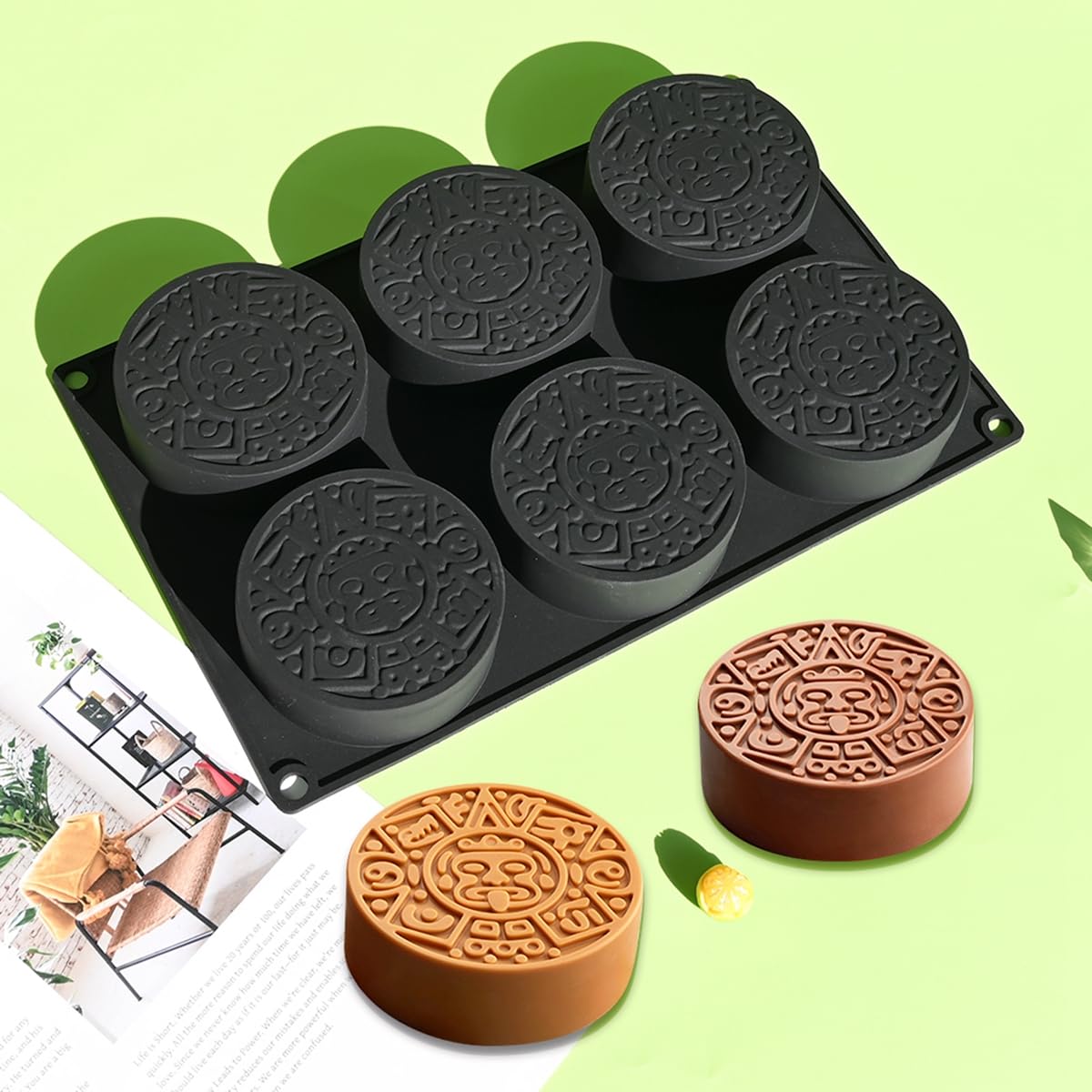 mostsom Moule en silicone 3D cylindrique 6 cavités pour chocolat, mousse, gelée, pudding, dessert (B_ cylindre)