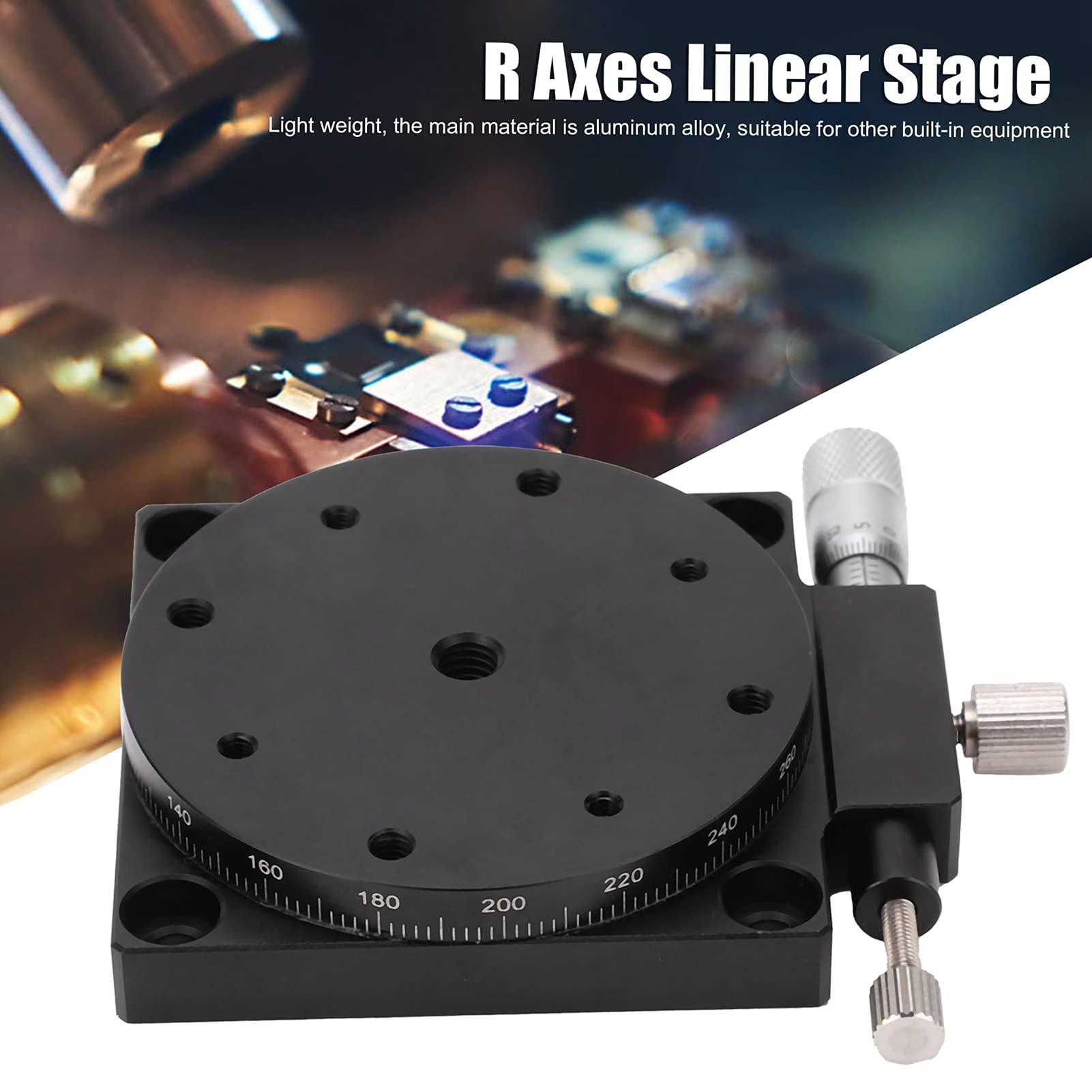 Manual Displacement Platform, R Axes Rotating Linear Stage 360° Sliding Table 60mm Optical Sliding Stage for Production Machinery,60mm FineTuning Optical Sliding Stage Linear Translation Stage