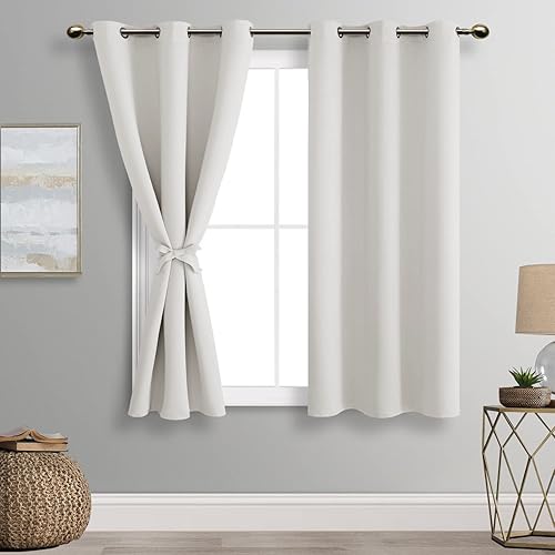 Miniatura 1 de DWCN Cortinas opacas para dormitorio con alzapaños, de privacidad, para oscurecer la habitación, con ojales en la parte superior, para sala de