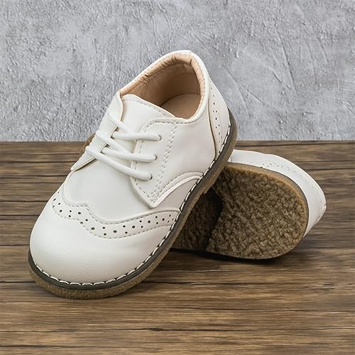 Miniatura 5 de Meckior Zapatos de vestir negros para niños y niñas, zapatos Oxford para boda, iglesia, zapatos de vestir de piel sintética, con cordones, uniforme