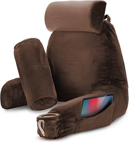 Nestl - Almohada de lectura grande para cama, con espuma viscoelástica triturada, almohada de respaldo para leer y reposar en cama, almohada para