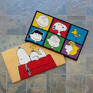 Gertmenian peanuts snoopy coir doormat 2×3 welcome mat 2 pack ideal for high traffic areas in front door garage entryway housepeanut patch 80003  urban country home decor