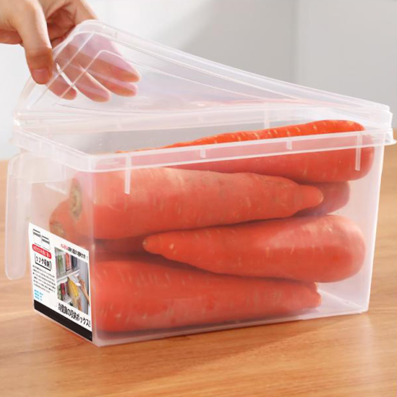 Refrigerator Vegetable Storage Box Fruit Food Box Transparent Rectangular Stackable Refrigerator Food Storage Container with Lid Handle