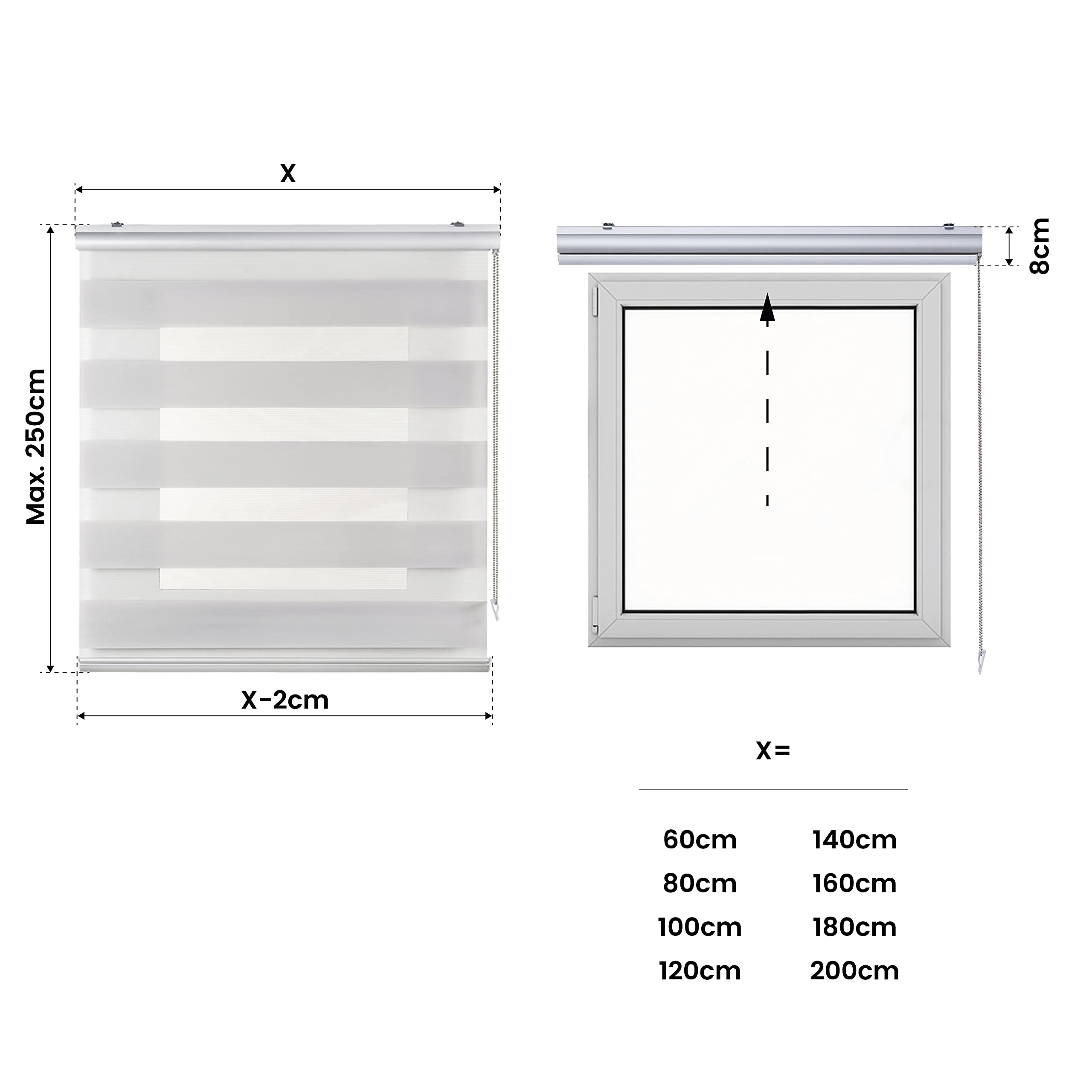 Estores Basic - Estor Noche y Día Top, Estor Enrollable Noche y día para Ventanas y Puertas, Acabados de Calidad, Gris Claro, 80 x 250cm