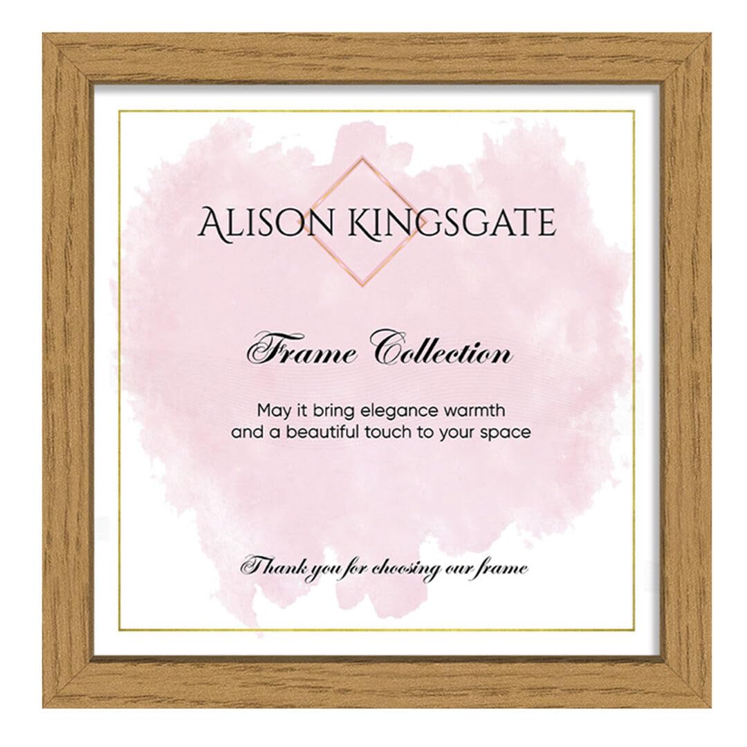 Alison Kingsgate 16X16 Oak- Thin Photo Frame-Engineered Wood Picture Frames with Shatterproof Perspex - Ideal for Certificates & Artwork-Wall Mount or Tabletop - Multiple Sizes & Colours Available โ image 1