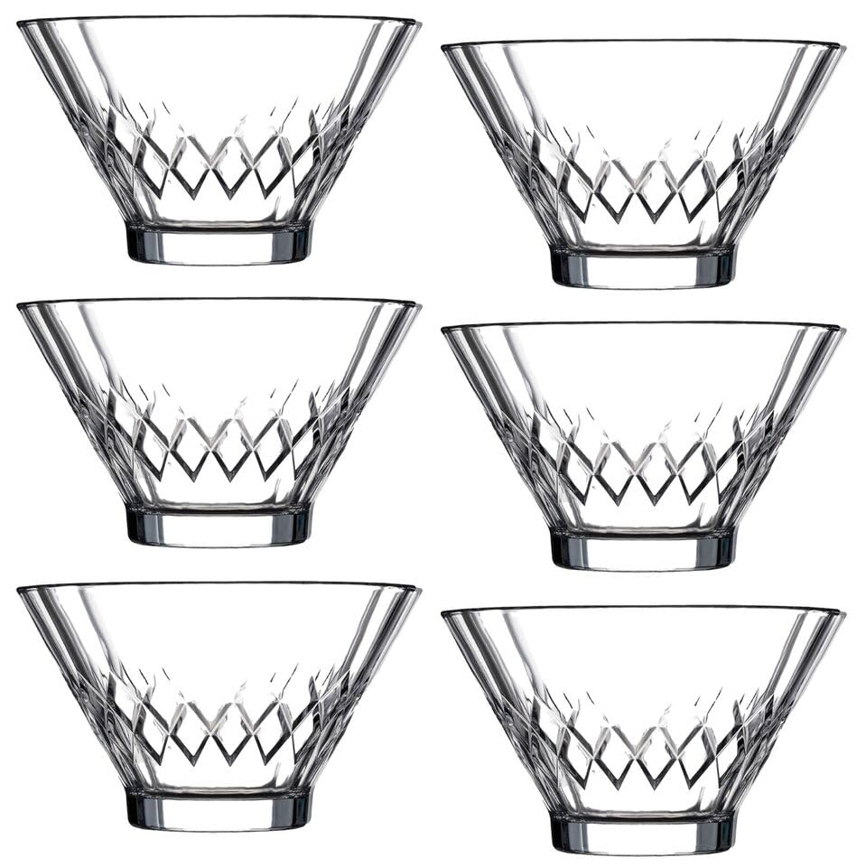 Queensway Home & Dining 170ml Glass Ice Cream Bowls Elegant Dessert Cups for Ice Cream, Fruit, Pudding, and More Versatile Serving Dishes for Stylish Presentation (Set of 6)