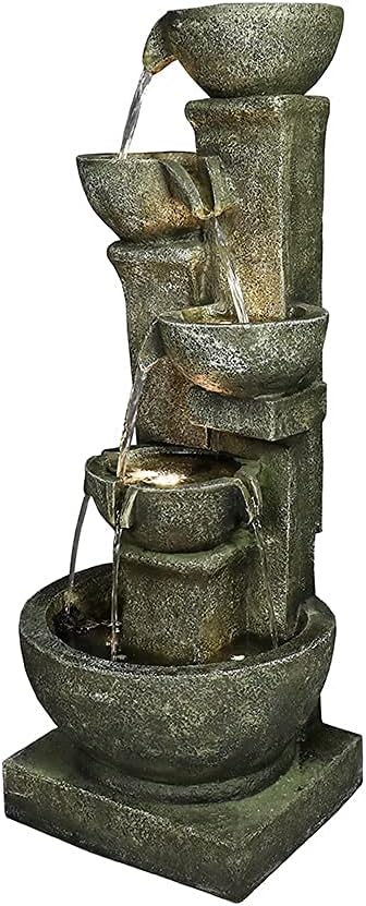 BBabe 39.3inches Outdoor Garden Water Fountain, 5-Tier Bowls Floor Cascading Fountain with Warm Light for Yard, Lawn, Patio Decor : Patio, Lawn & Garden