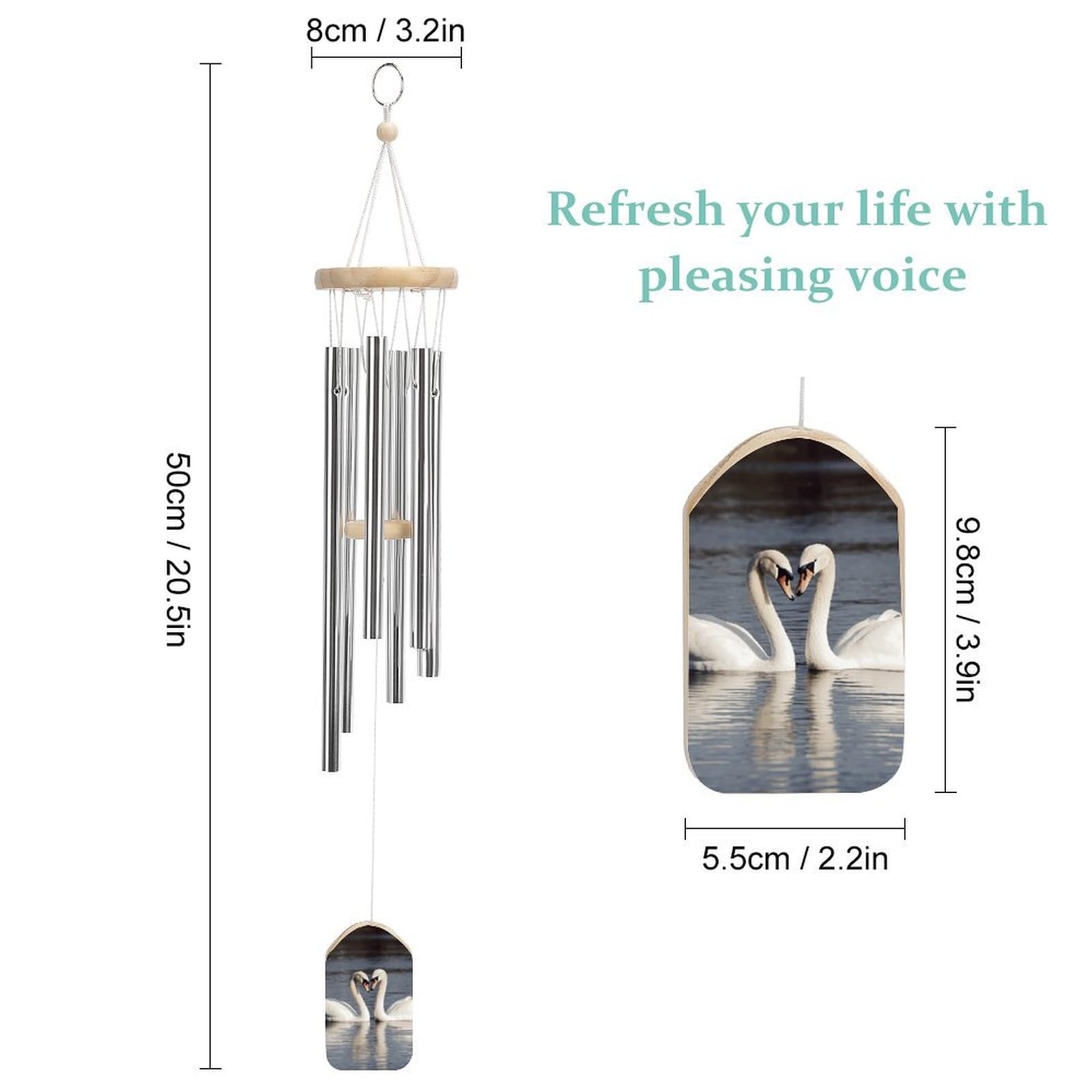 Outdoor Wind Chimes, Romantic White Swan Printed Wind Chimes,Simple Wind Chimes,Curtain Wind Chimes for Home Decoration