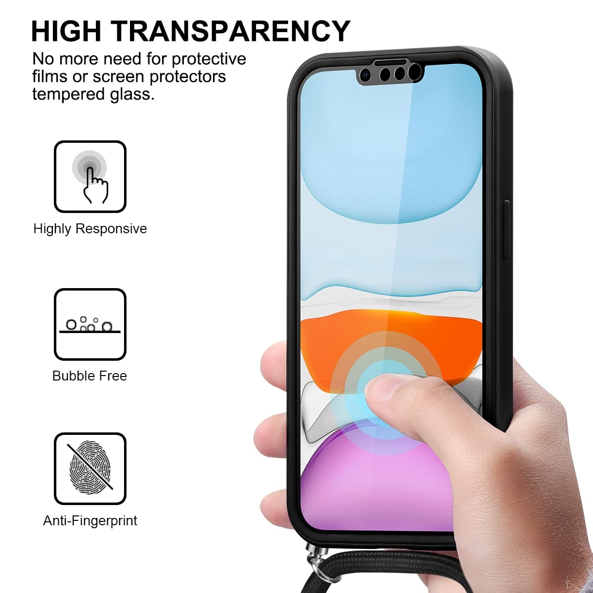 Yoedge Custodia 360° Con Cordino Per OPPO A5 / OPPO A9 (2020) - Cover Farfalla Antiurto In TPU E PC