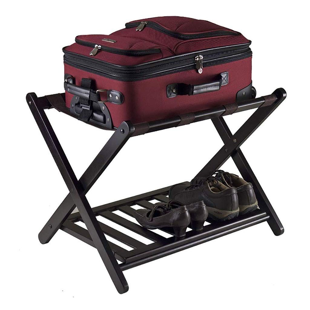 Portaequipajes plegable Portaequipajes plegable de hotel con estante Maleta de viaje de 2 capas Soporte for almacenamiento de zapatos Portaequipajes de almacenamiento extraíble for huéspedes de la cas
