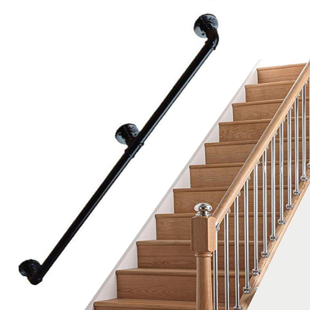 Garde-corps et rampe d'escalier noire extérieure en métal forgé pour balustrade