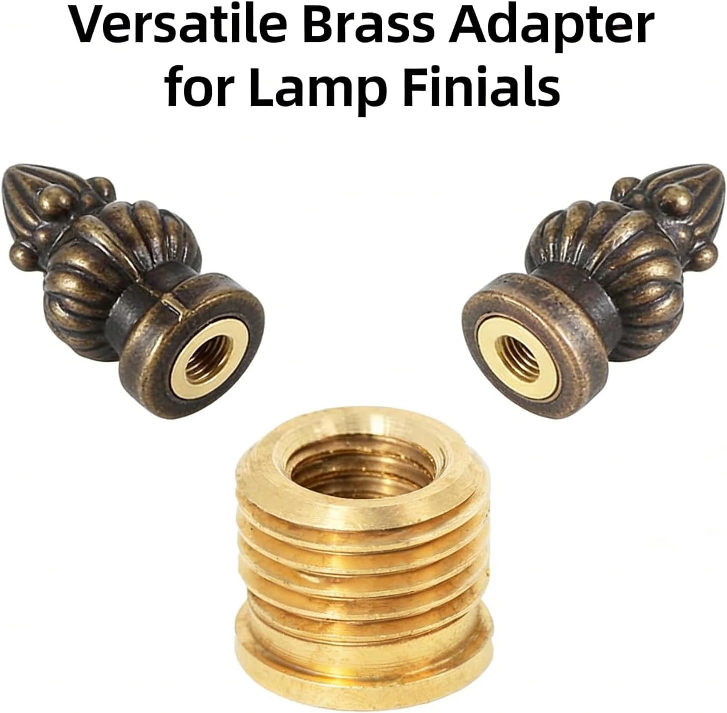 6 Pcs Lamp Holder Finial Adapter, Male 1/8 IP to Female 1/4-27 Thread Converter, Full Thread Lamp Finial Cap Adapter for Lamp Repair, Home Lighting and DIY Projects