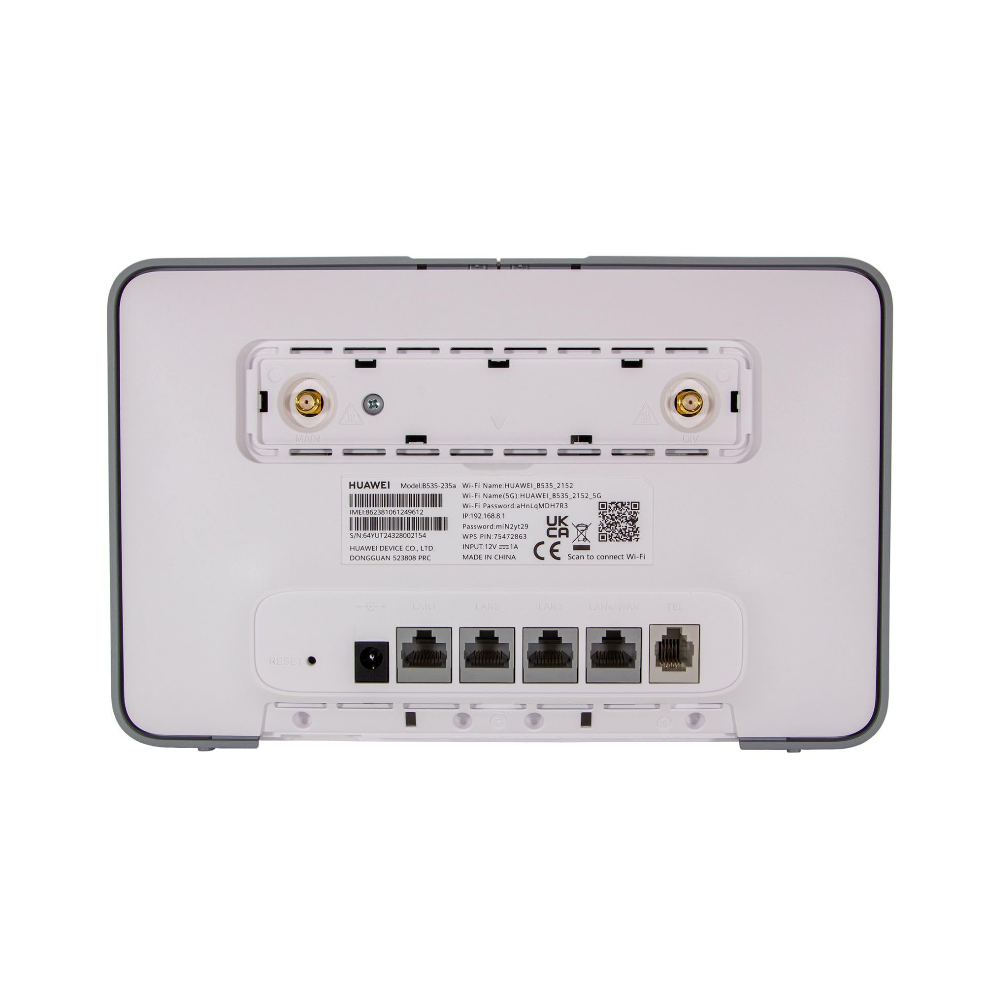 Huawei 4G+ 4G Wi-Fi LTE Cat. 7 Hotspot-Mobilfunkrouter, Download-Geschwindigkeit bis zu 300 Mbit/s, AC1300-Dualband-WLAN, 4 Gigabit-Ethernet-Ports, weiß, automatische Auswahl und Beamforming