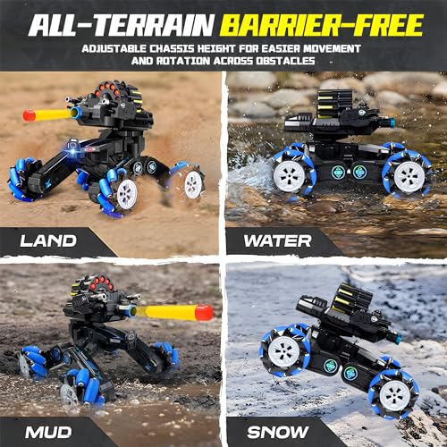 Image of RC Tank that Shoots, Gesture Sensing RC Tank for Boys 8-12 | Hand Gesture & Remote Drift Remote Control Trucks, 2.4GHz Battle Soft Bullets, Spray, Music, LED Lights, Kids Gift