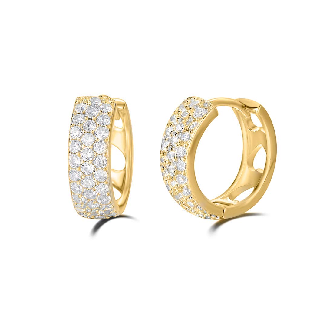 Carleen Damen Creolen Ohrringe Runde Knorpel Klein aus 925 Sterling Silber mit Rundschliff Cubic Zirkonia Schmuck - Durchmesser: 15 mm