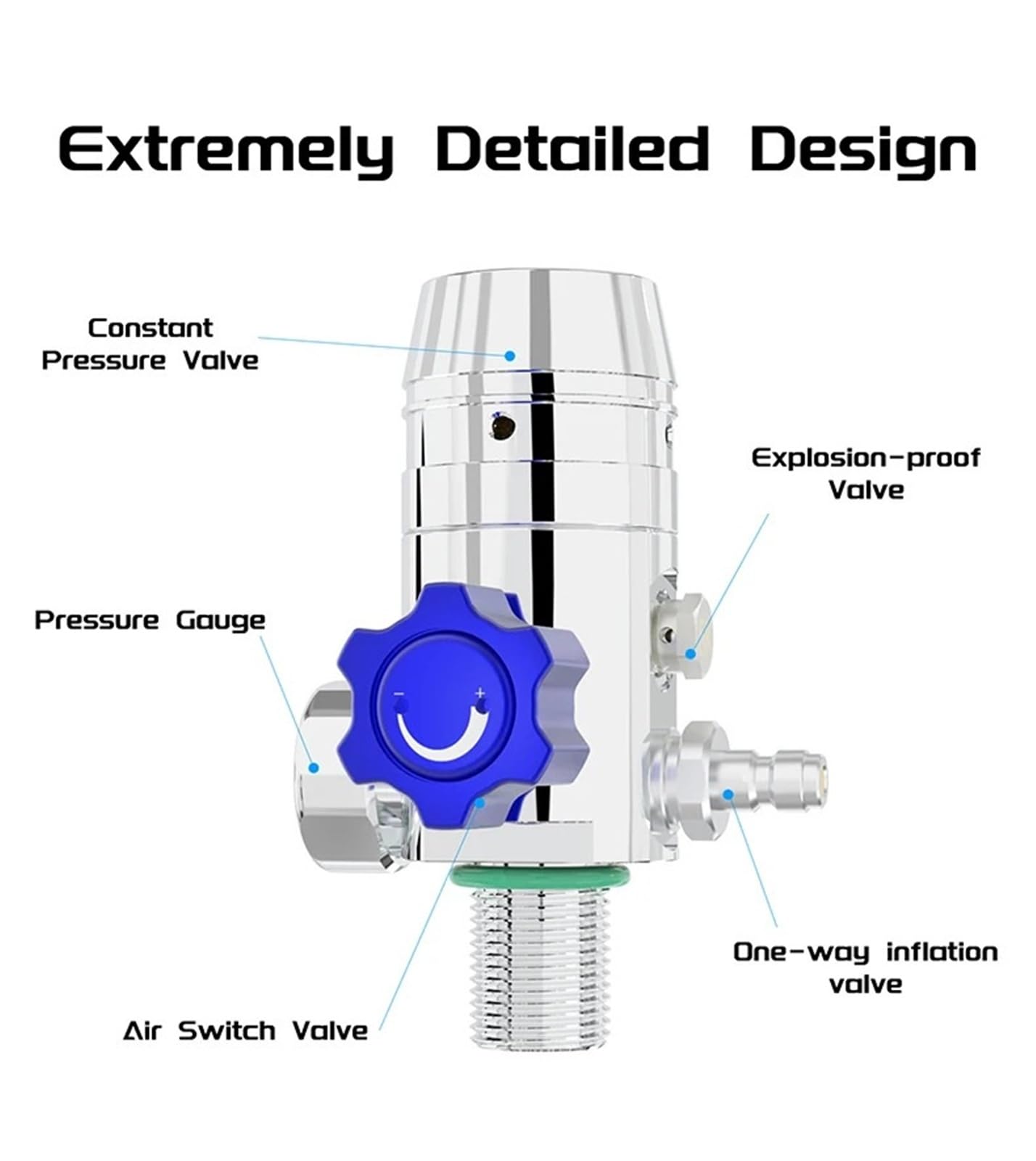 Sprzęt do nurkowania do nurkowania 1 l Cylinder tlenowy Regulator zaworu oddechowego z ustnikiem, wersja regularna (czarny-1)