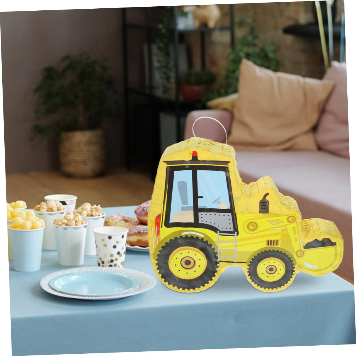 TOYANDONA Piñata de Papel Excavadora para Fiesta Infantil, Color Amarillo, 2 Piezas (piñata Palo para Golpear), Accesorio de Juego Adecuado para Cumpleaños y Eventos Temáticos