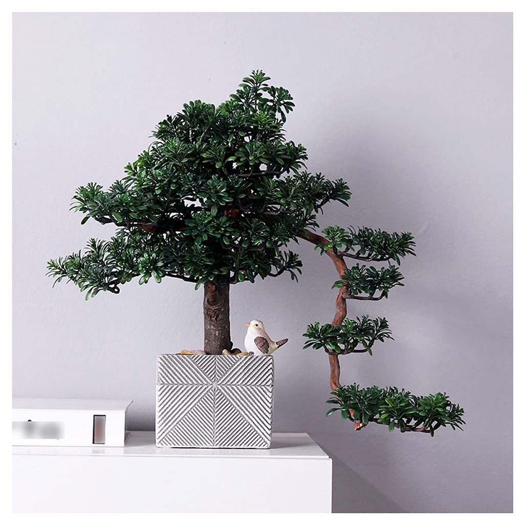 IUokLU Artificial Plant Simulation Plant Living Room Welcome Pine Bonsai Green Plants Desktop Cypress Fake Tree Decoration (D)