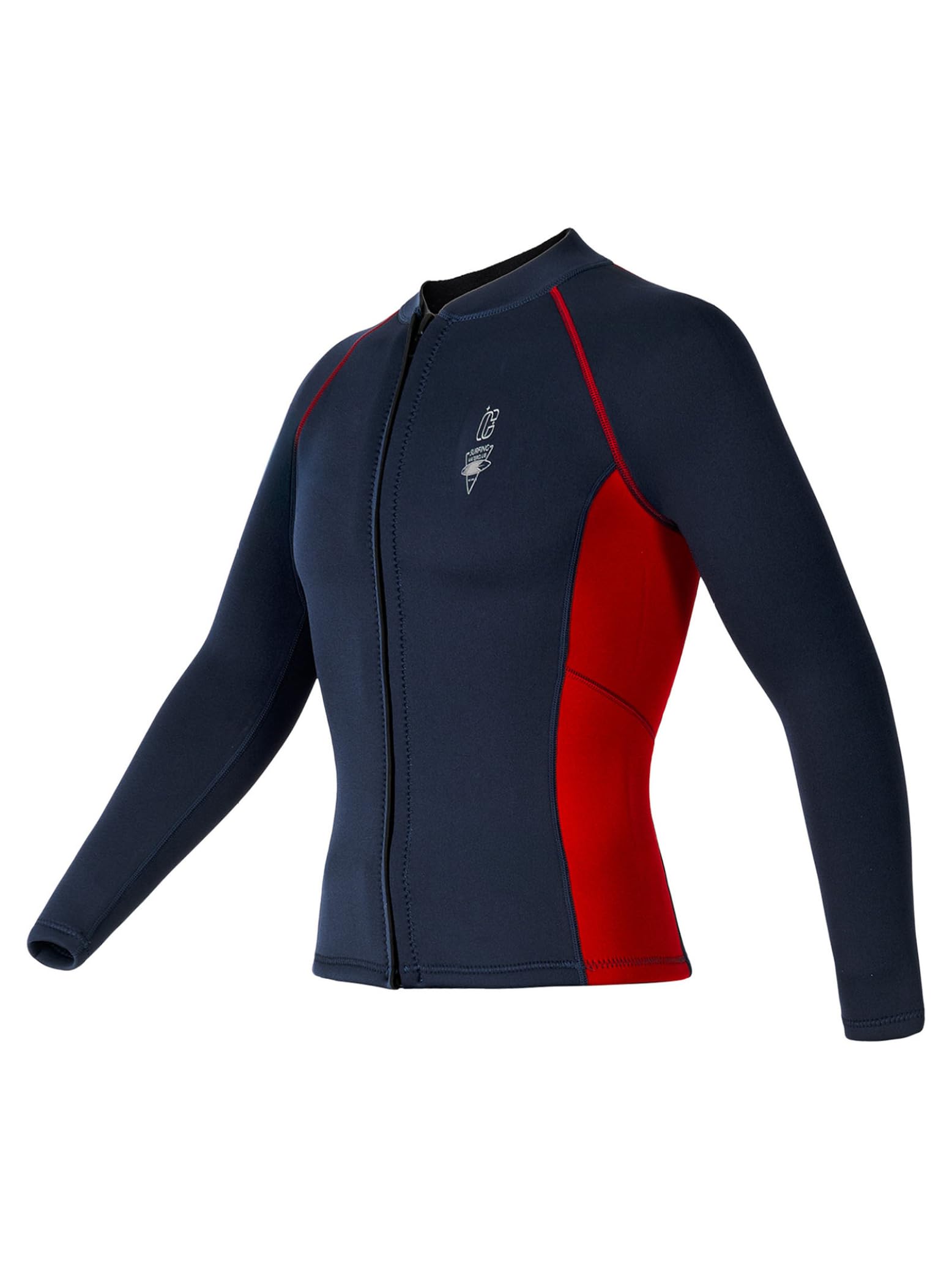 Eandarui Men 3mm Neoprene Long Sleeve Swim Tops Wetsuit Swimsuit Diving Surfing Suit Zipper Stretchy Jacket Dark Blue Small