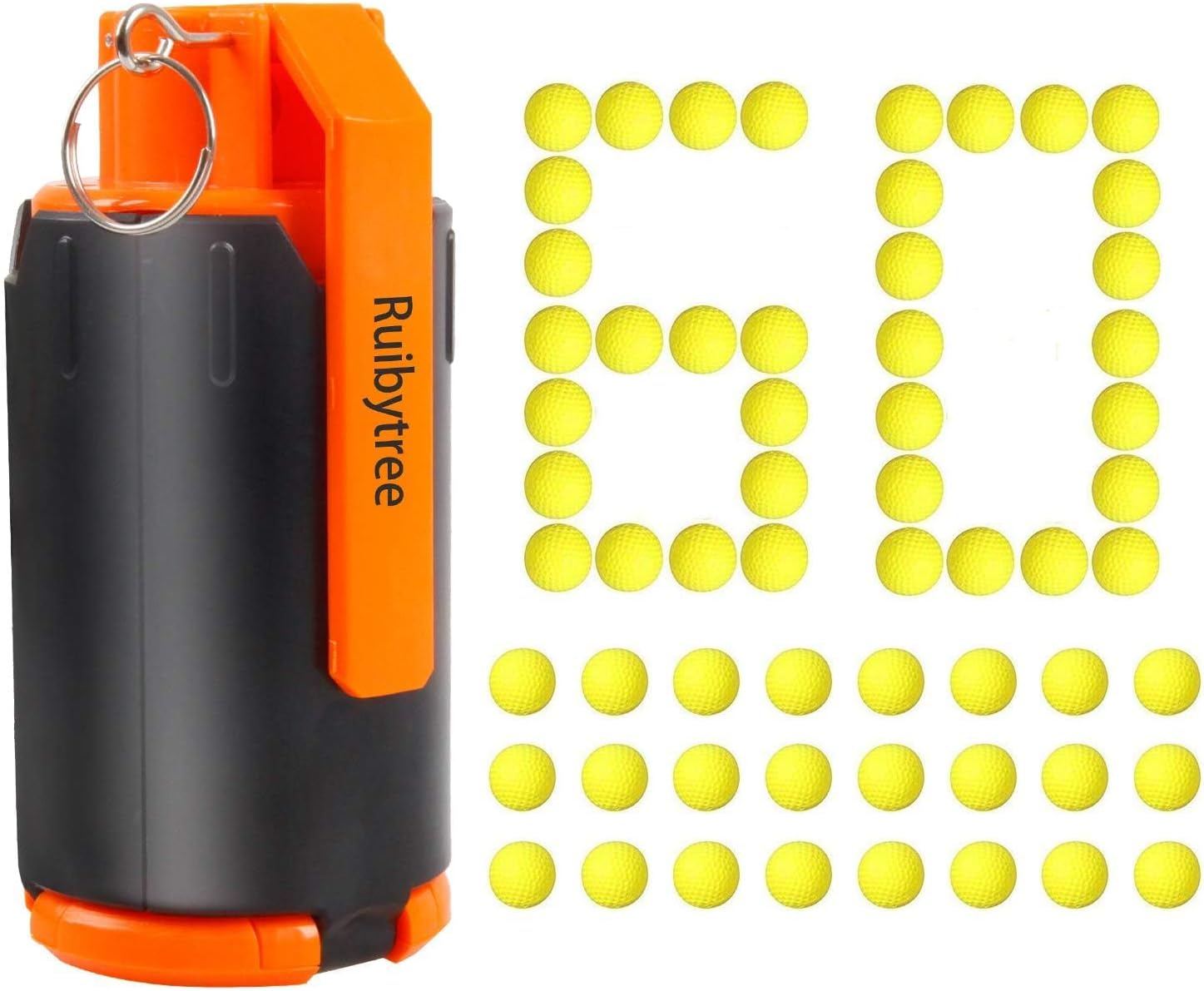 Ruibytree Tactical Plastic Toy Bomb for Nerf CS Nerf Rival Battle Game with 60PCS Rounds Refill Bullet Balls Ammo (Orange)