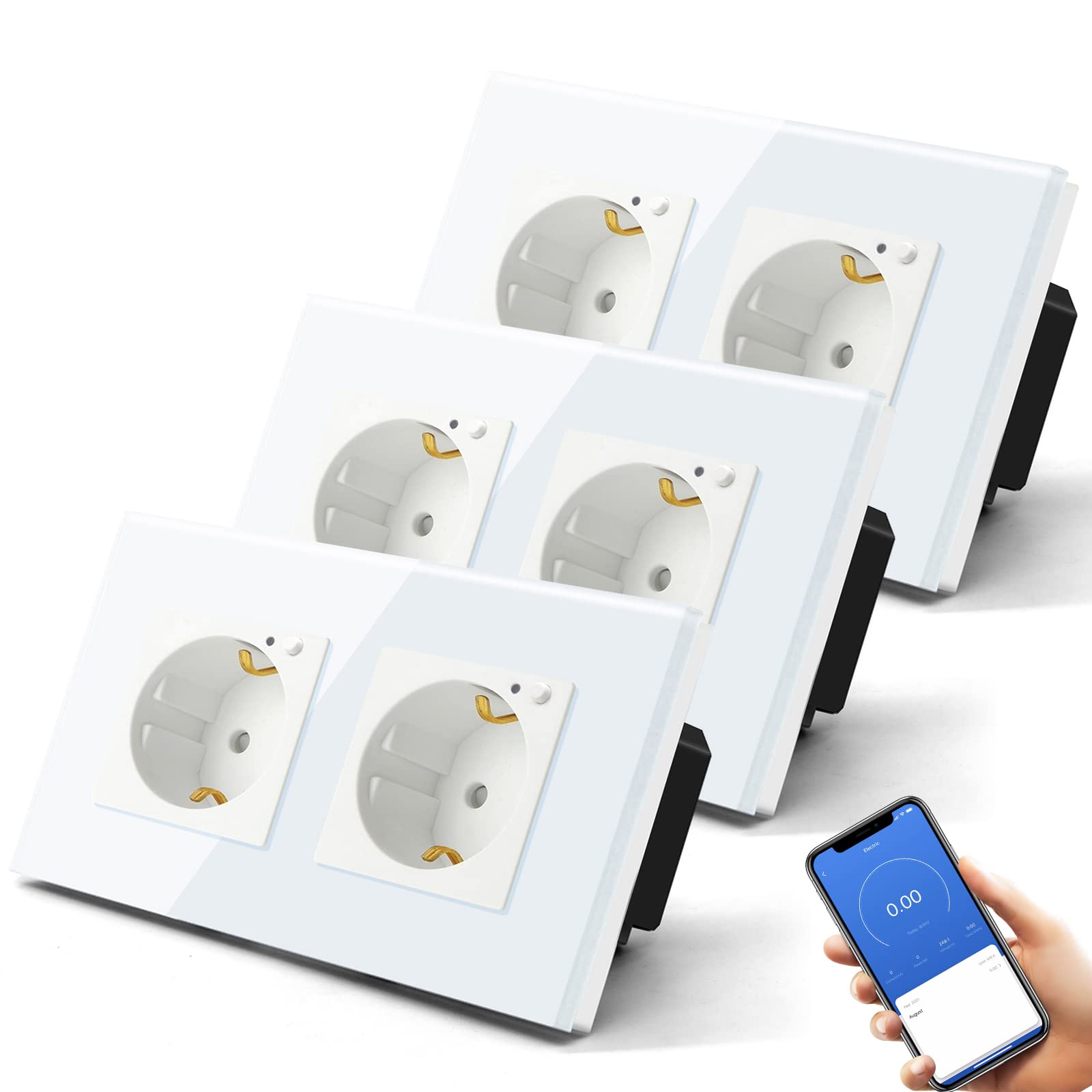 BSEED Enchufe Inteligente con 20W USB y Tipo C,Mate Enchufe Pared Wifi con Medidor Consumo,Control Remoto por APP & Voz,Requiere Cable Neutro,1 Enchufe,Blanco 86mm — view 139