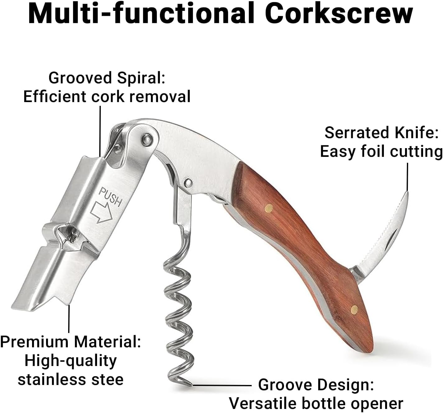 Physkoa Wine Glass Set of 4 – 2 Red Wine (23oz) & 2 White Wine (14oz) Hand-Blown Crystal Glasses with Corkscrew, Perfect for Christmas, Wedding & Housewarming Gifts - Image 3