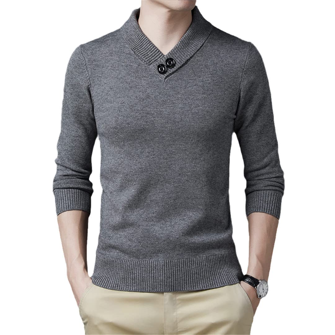 Morbido Caldo Autunno Inverno Dolcevita Maglione Uomo Casual Cotone Pullover Jumper Top, grigio, S