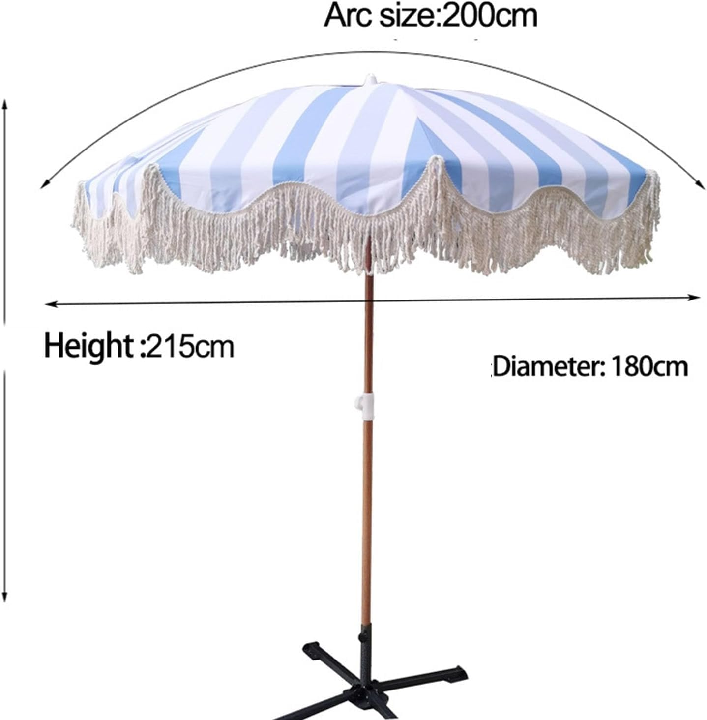 2m Parasol Z żółtego Włókna Z Frędzlami, Parasol Plażowy, Parasol Kempingowy Na Patio, Gelb